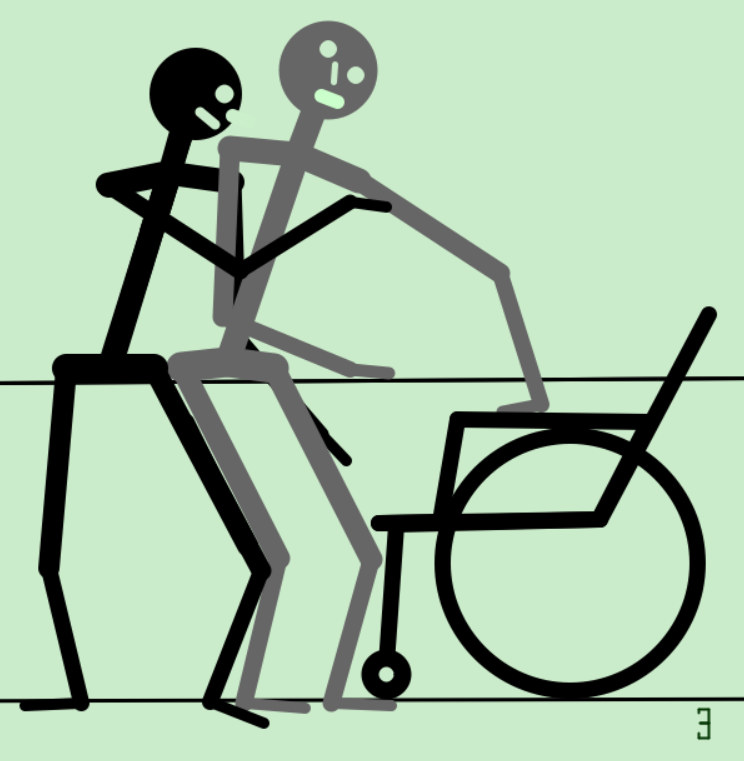In Rollstuhl helfen. Patient sicher im Rollstuhl sitzt. (Bild: LeseWie.de)